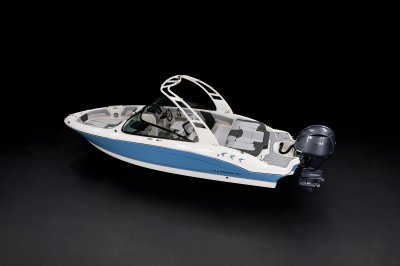 Chaparral 21 SSi OB rear port overhead view on a black background 