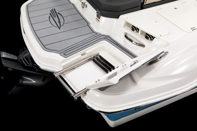 Chaparral 21 SSi flush-mounted hatch that conceals a 3-step stainless steel ladder. 