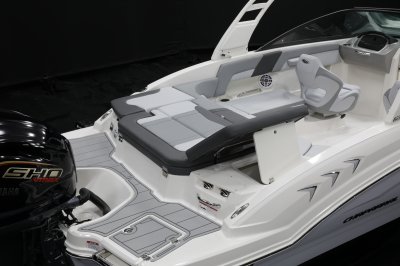 Chaparral 23 SSi OB sun pad converts into a port-facing lounge 