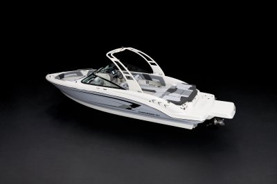 Chaparral 23 SSi rear port overhead on a black background 