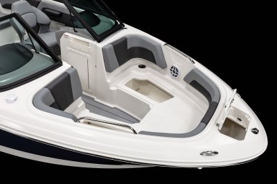 Chaparral GTS 1 has storage compartments built in under the seating with an anchor locker on the foredeck. 