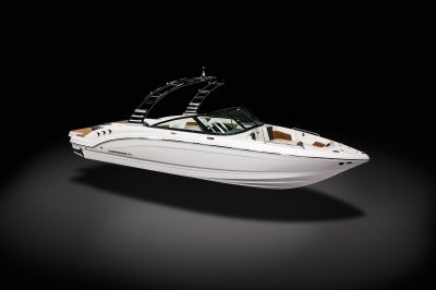 Chaparral GTS 3 front starboard view on a black background. 