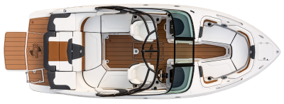 Chaparral 23 SURF overhead view showing layout and seating. 