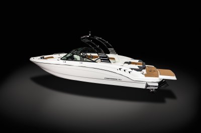 Chaparral GTS 3 rear port view on a black background. 