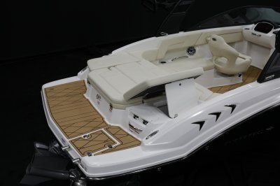 Chaparral GTS 3 sunpad side cushion fold up to create port-facing lounge 