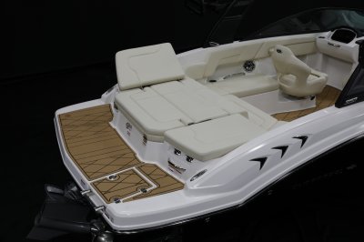 Chaparral GTS 3 sunpad side cushion fold up to create starboard-facing loung 