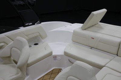 Chaparral GTS 3 cockpit cushions removed for safe path from swim platform to cockpit 