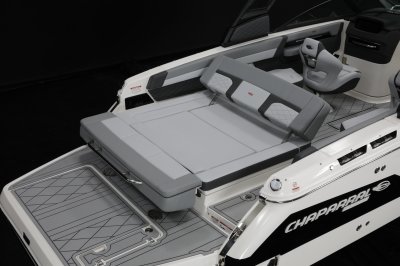 Chaparral GTS 6 rear bench folds to make wide aft-facing lounge 