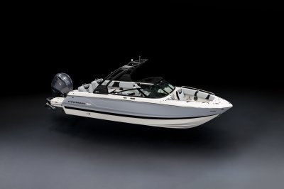Chaparral 250 OSX overhead front starboard view on a black background 