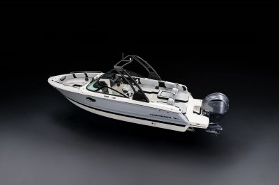 Chaparral 250 OSX overhead rear port view on a black background 