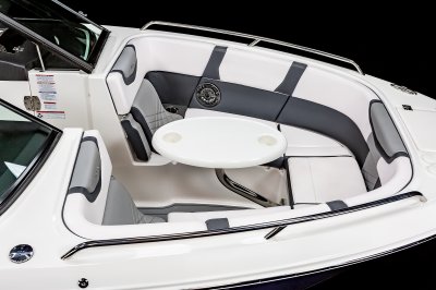 Chaparral 270 OSX bow table mounted in the center with metal hardware. 