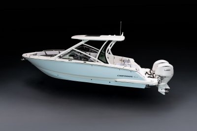 Chaparral 280 OSX overhead rear port view on a black background 