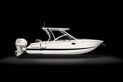 Chaparral 310 OSX starboard profile on a black background. 