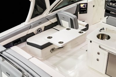 Chaparral 310 OSX cockpit table mounted on metal hardware with 4 cupholders. 