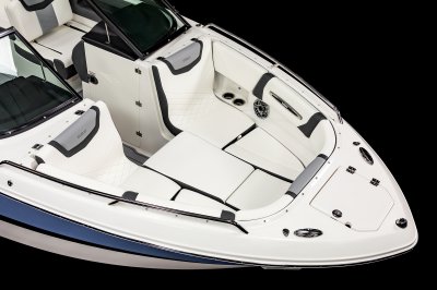 Chaparral 247 SSX bow filler cushion makes the bow a sun lounge. 