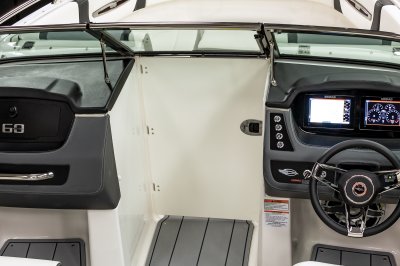 Chaparral 247 SSX bow weather door blocks bad weather coming into the cockpit. 