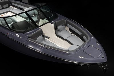 Chaparral SSX 30 deep bow seating with wraparound cushioning. 