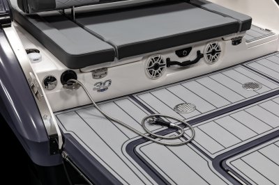 Chaparral SSX 30 transom freshwater sprayer on port side 