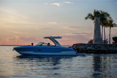 Chaparral SSX 30 in the ocean at sunset 