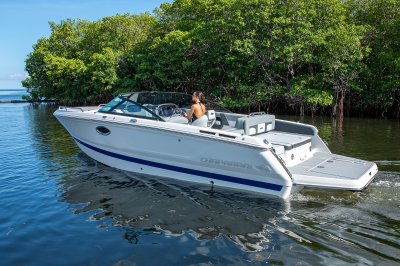 Chaparral SSX 4 idling in the ocean with trees in the background 