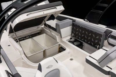 Chaparral SSX 4 OB cockpit storage compartments in open position 