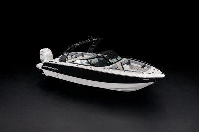 Chaparral SSX 4 OB front starboard view on a black background 