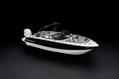 Chaparral SSX 4 OB front starboard overhead view on a black background 