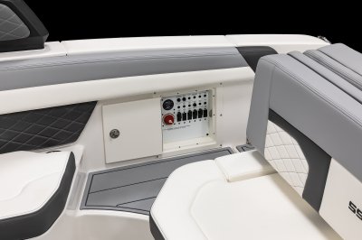Chaparral 267 SSX battery switches in the starboard walkway to the swim platform. 