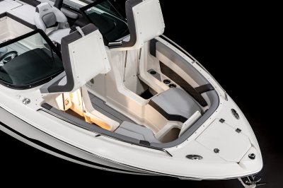 Chaparral SSX 6 bow cushions lifted to show storage 