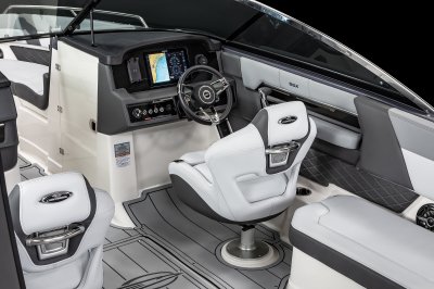 Chaparral SSX 8 helm station with Simrad NSX12 touchscreen chartplotter. 