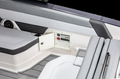 Chaparral SSX 8 battery switches built behind door on starboard wall in cockpit. 