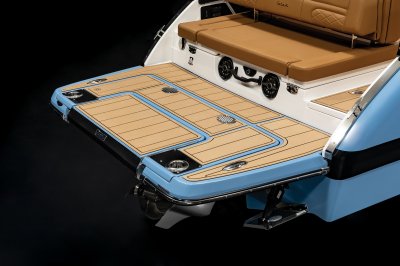 Chaparral SSX 8 wide swim platform with pull-up cleats and SeaDek mat 