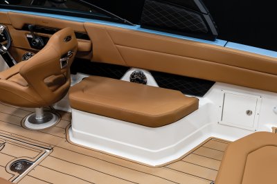 Chaparral SSX 8 starboard bench with 2 cupholders and cushioned bolsters 