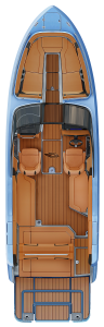Chaparral SSX 8 overhead view showing seating and floor plan. 