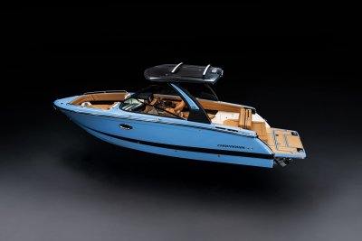Chaparral SSX 8 rear port overhead on a black background 