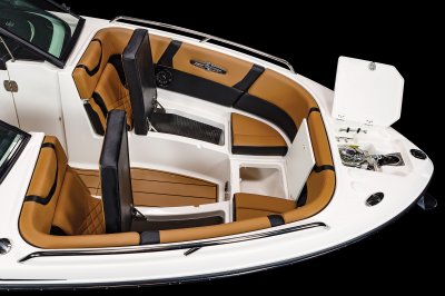 Chaparral 28 SURF has 3 storage compartments built under the seating with an anchor locker on the foredeck. 