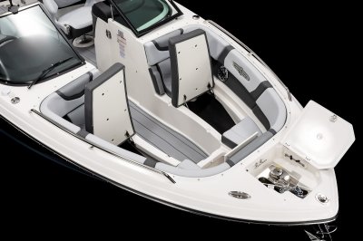 Chaparral 30 SURF has 3 storage compartments built under the seating with an anchor locker on the foredeck. 
