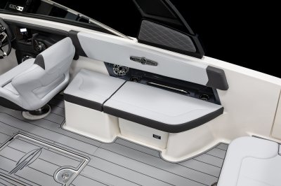 Chaparral 30 SURF cockpit starboard bench with speaker, cupholder, and handle. 