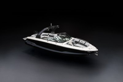 Chaparral 30 SURF front starboard view on a black background 