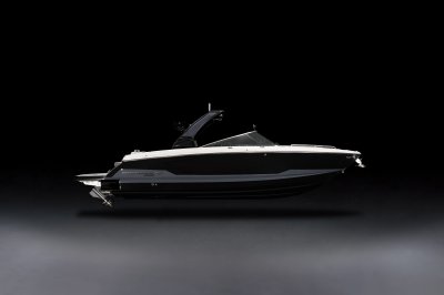 Chaparral 30 SURF starboard profile view on a black background 